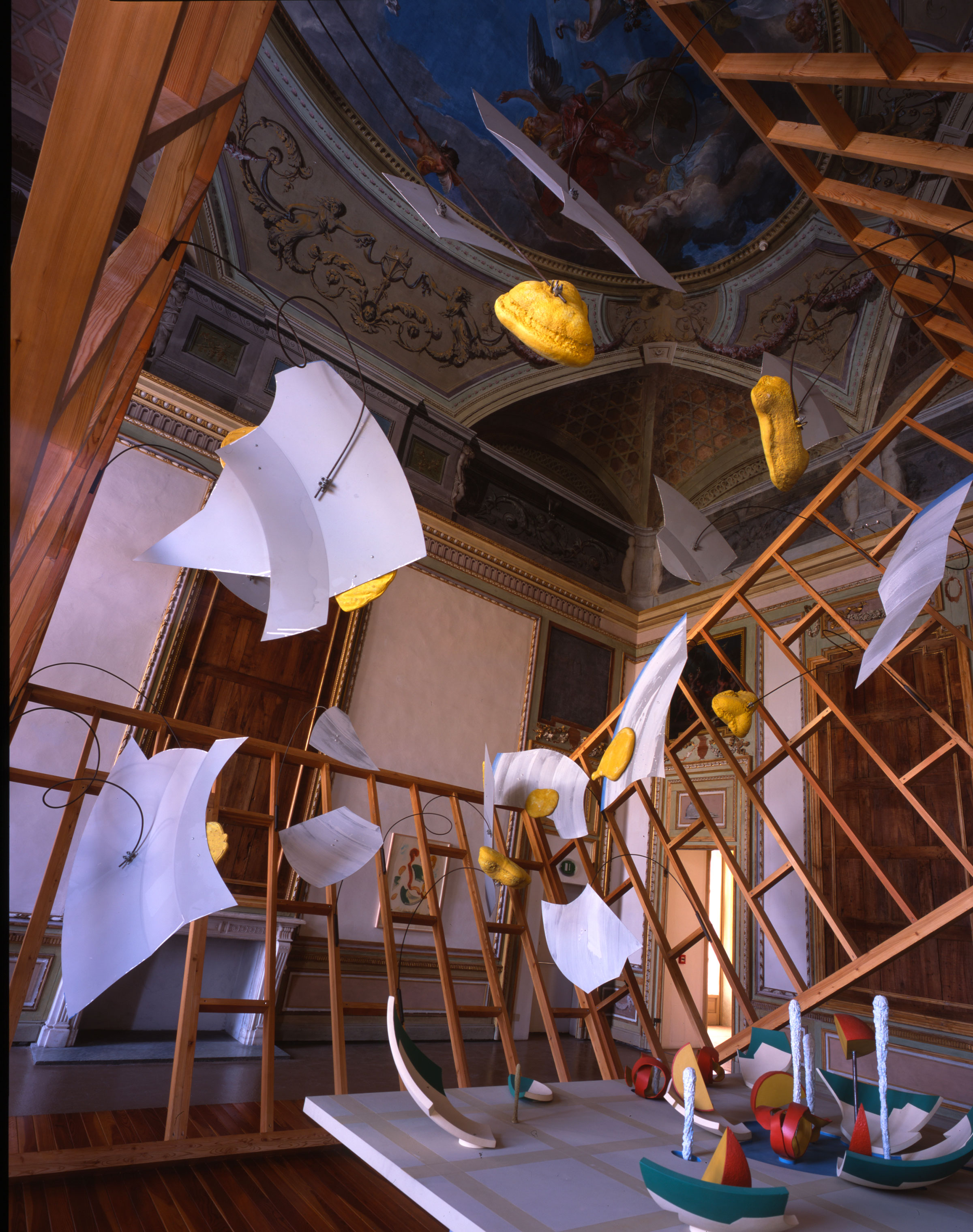 Claes Oldenburg Coosje van Bruggen, Project for the Walls of a Dining Room: Broken Plate of Srambled Eggs, with Fabrication Model of the Dropped Bowl Fountain, 1987